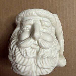 White Santa Claus Ceramic Bust tea light holder or mini mug